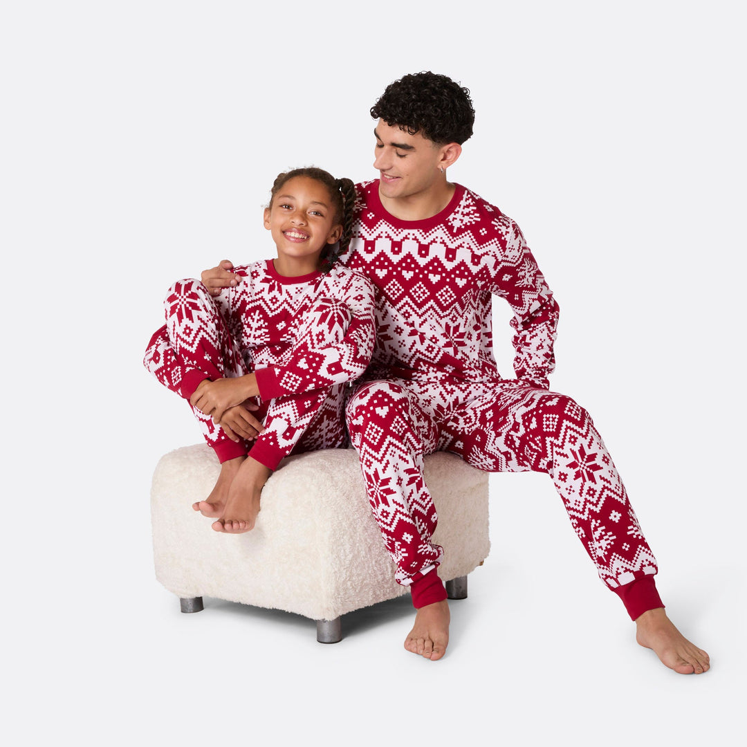 Rode Gebreide Kerstpyjama voor Kinderen