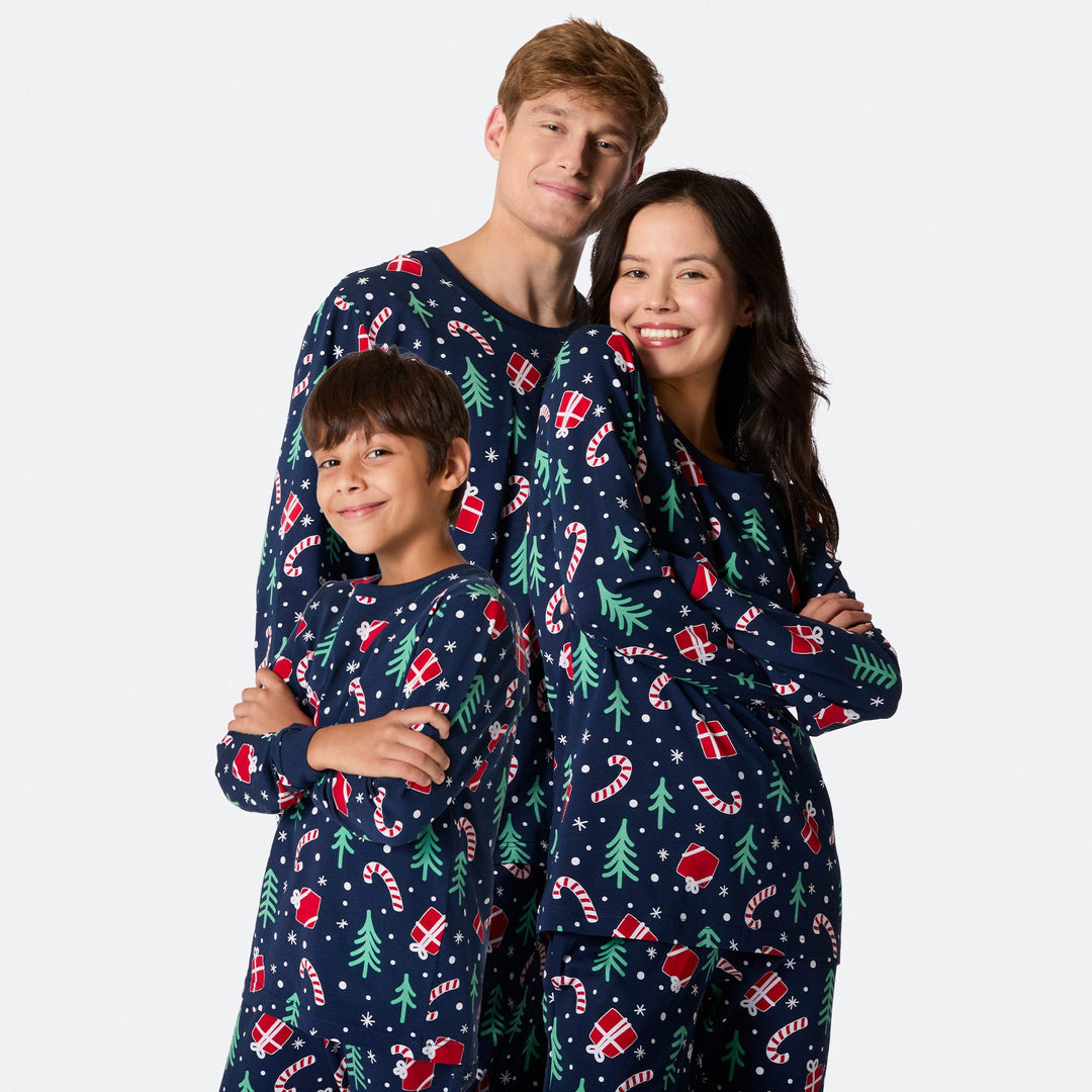 Blauwe Kerstpatroon Kerstpyjama's Gezin