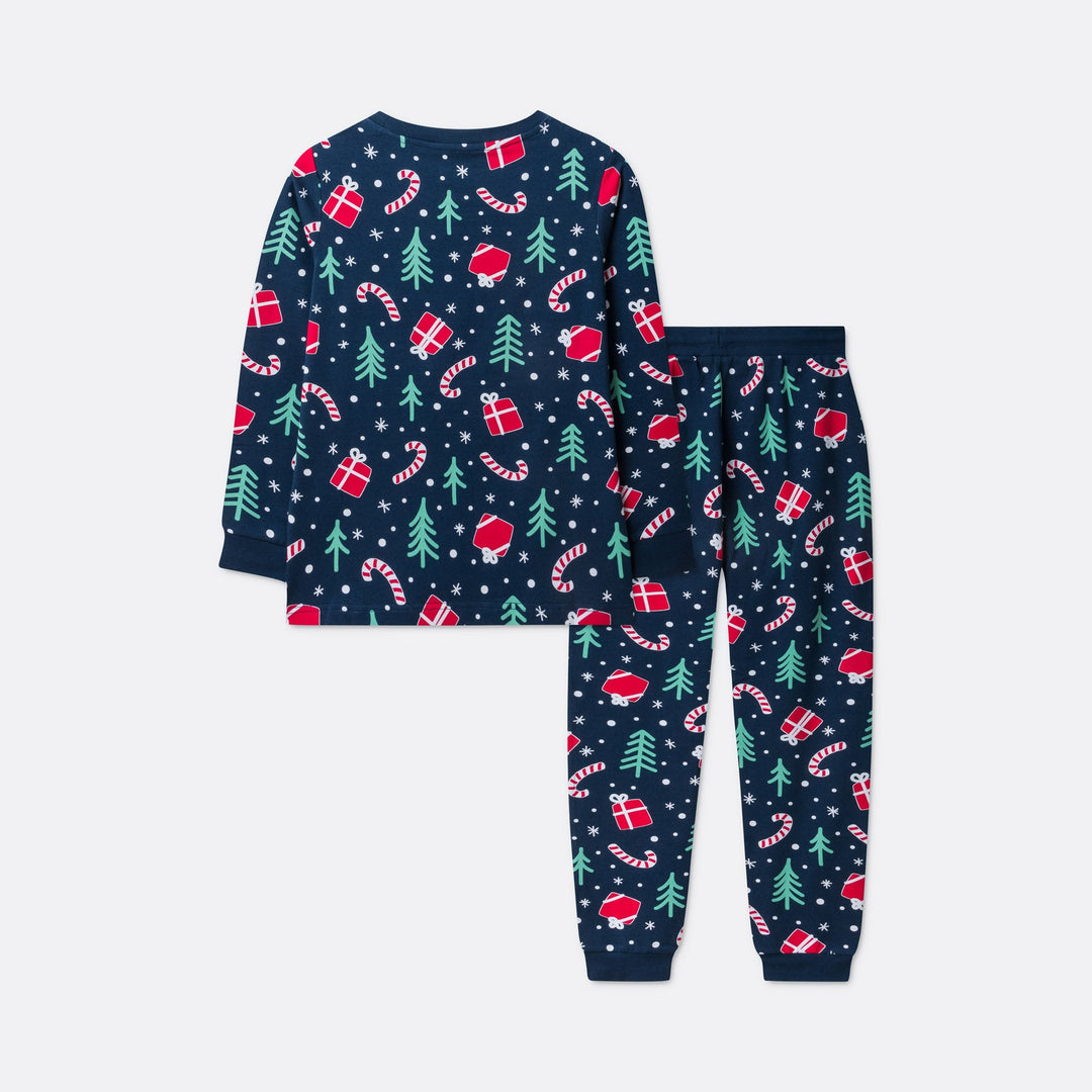 Blauwe Kerstpatroon Kerstpyjama voor Kinderen