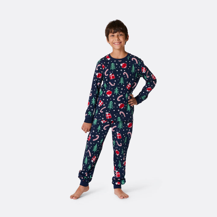 Blauwe Kerstpatroon Kerstpyjama&