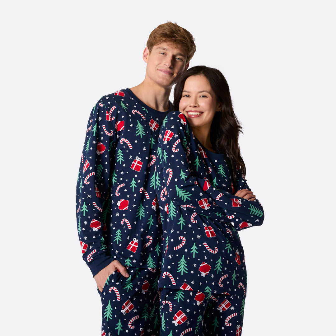 Blauwe Kerstpatroon Kerstpyjama Heren