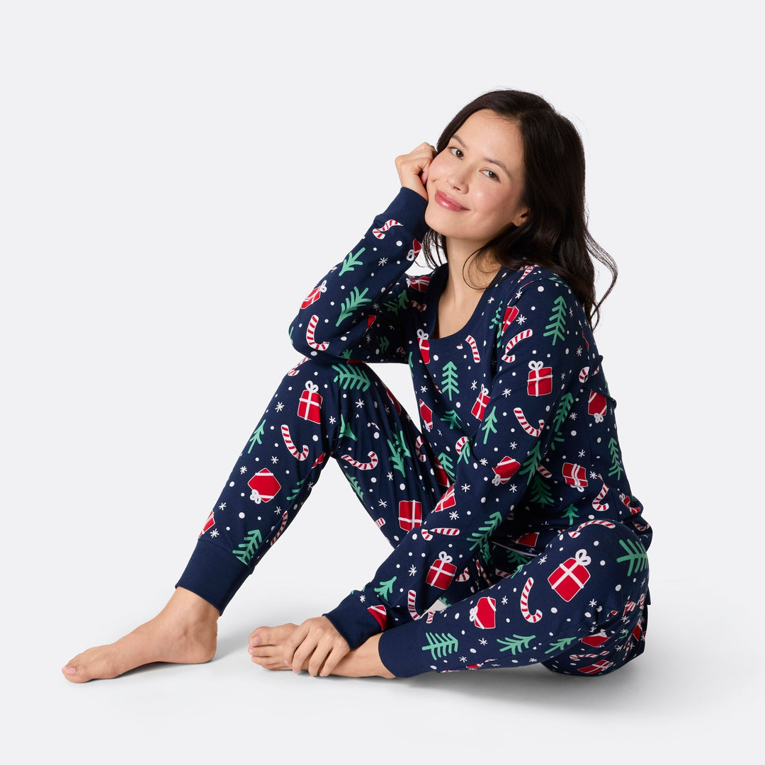 Blauwe Kerstpatroon Kerstpyjama's Gezin