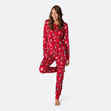 Rode Kerstpatroon Kerstpyjama Dames