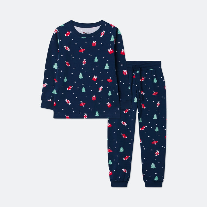 Blauwe Kerstversiering Kerstpyjama voor Kinderen