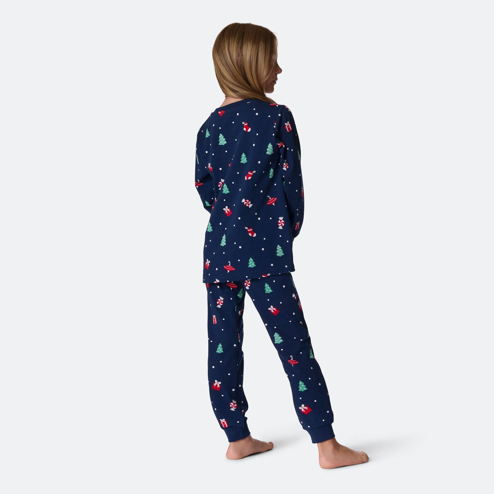 Blauwe Kerstversiering Kerstpyjama voor Kinderen