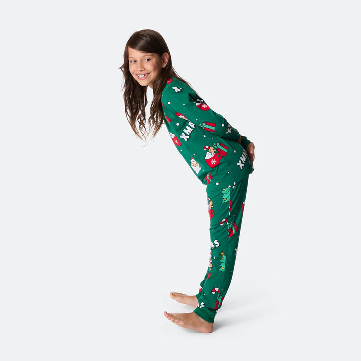 Groene Xmas Kerstpyjama voor Kinderen