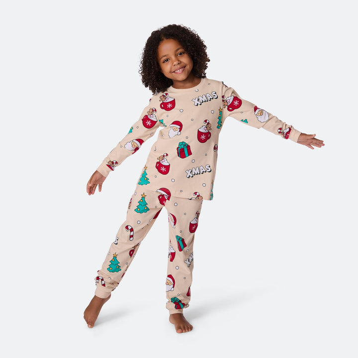 Beige Xmas Kerstpyjama voor Kinderen