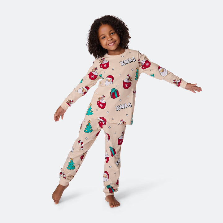Beige Xmas Kerstpyjama voor Kinderen