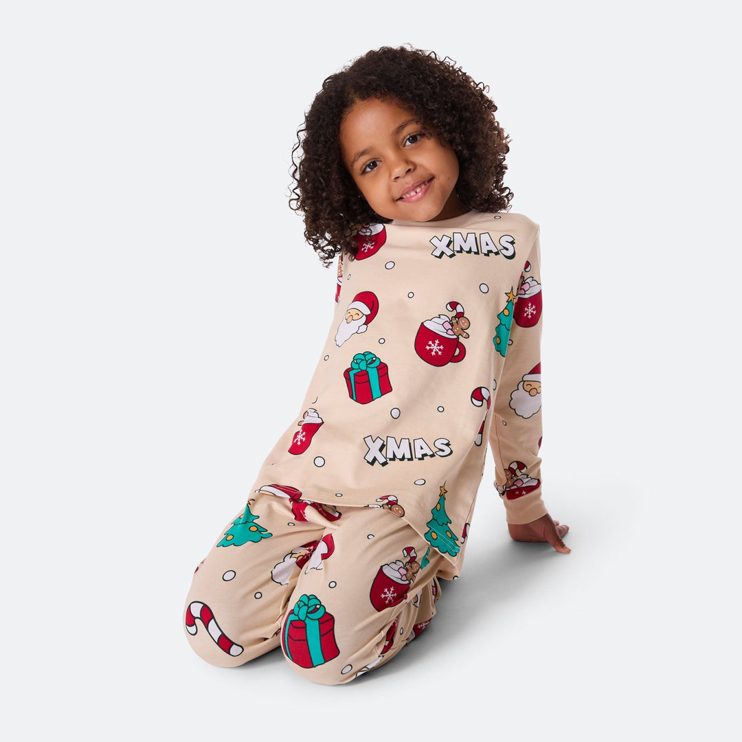 Beige Xmas Kerstpyjama voor Kinderen