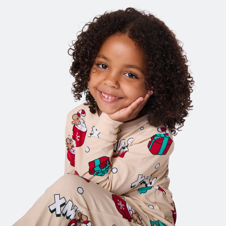 Beige Xmas Kerstpyjama voor Kinderen