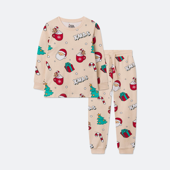 Beige Xmas Kerstpyjama voor Kinderen