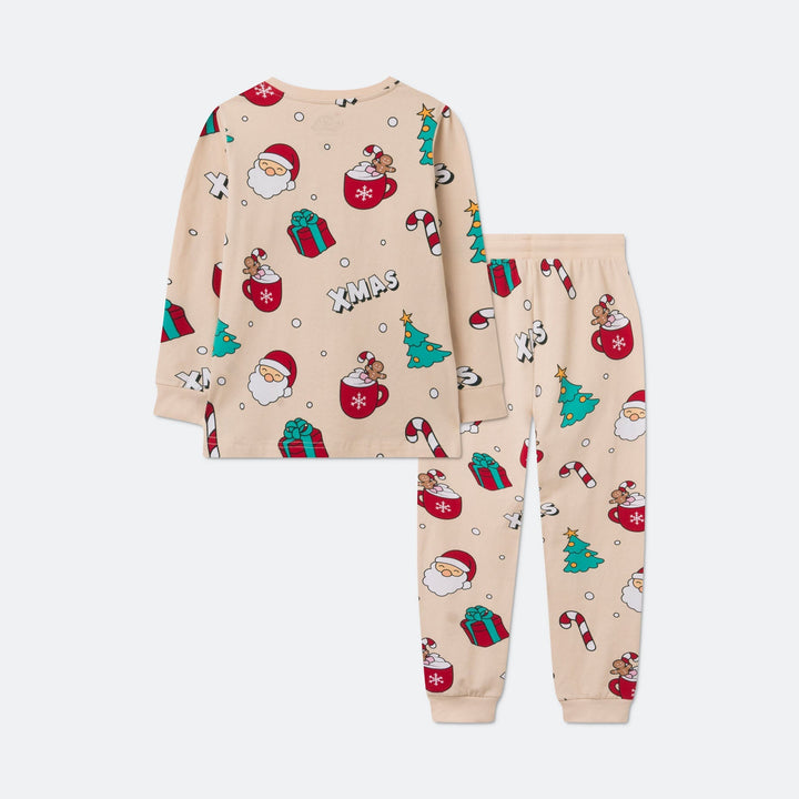 Beige Xmas Kerstpyjama voor Kinderen