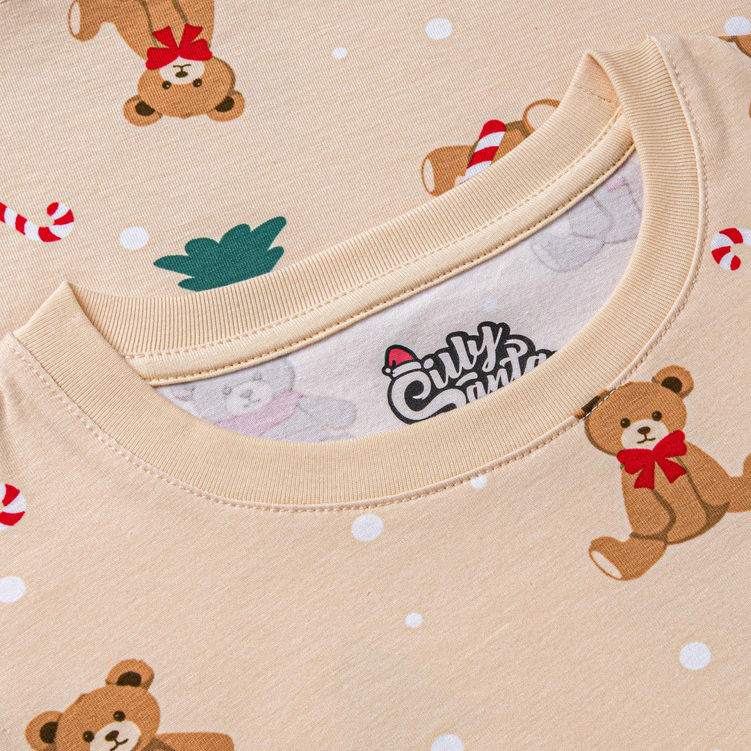 Beige Teddybeer Kerstpyjama voor Kinderen