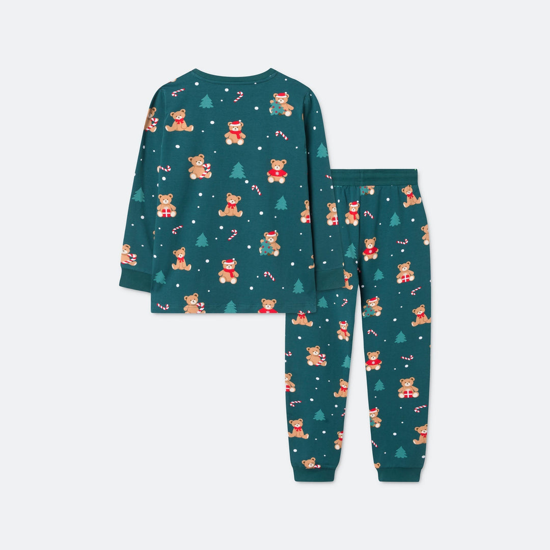 Groene Teddybeer Kerstpyjama voor Kinderen