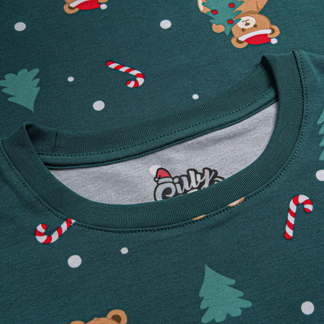 Groene Teddybeer Kerstpyjama voor Kinderen