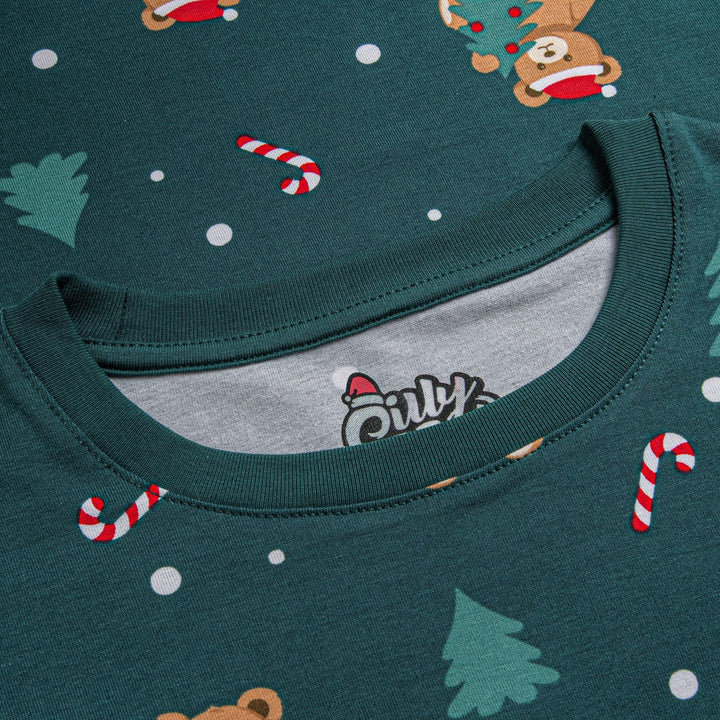 Groene Teddybeer Kerstpyjama voor Kinderen