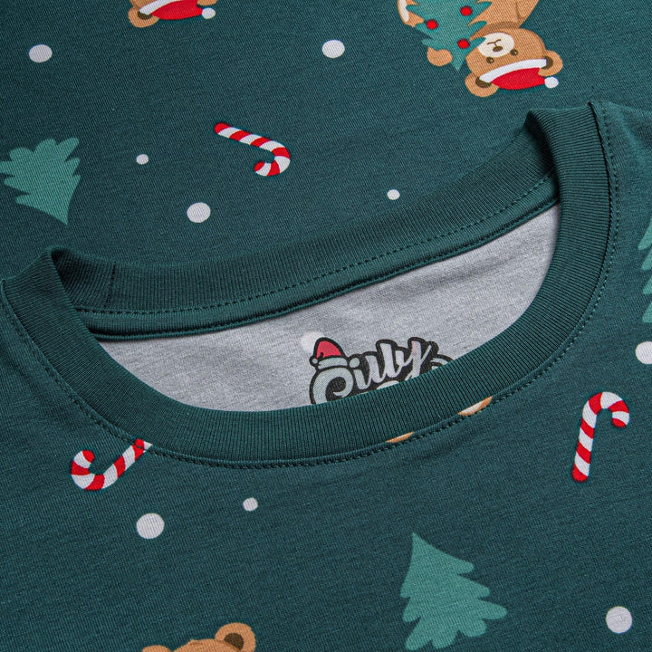 Groene Teddybeer Kerstpyjama voor Kinderen
