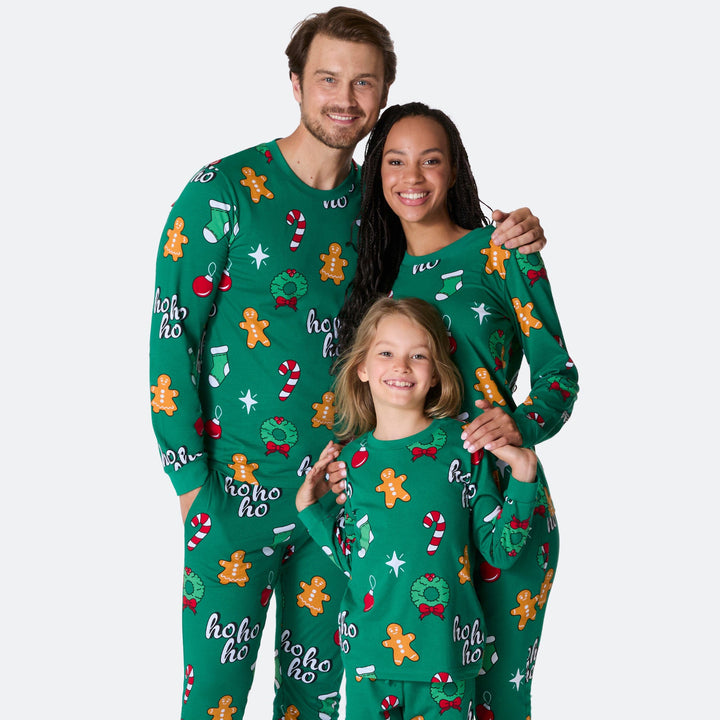 Groene Hohoho Kerstpyjama's Gezin