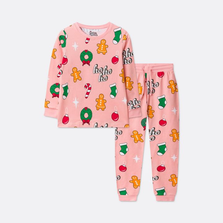 Roze Hohoho Kerstypyjama voor Kinderen