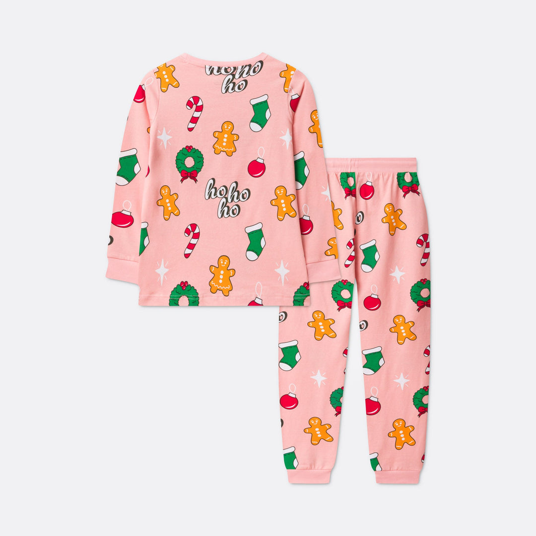 Roze Hohoho Kerstypyjama voor Kinderen