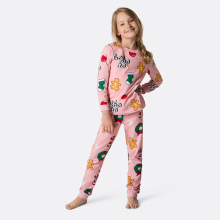 Roze Hohoho Kerstpyjama voor Kinderen