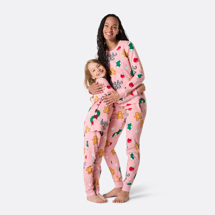 Roze Hohoho Kerstypyjama voor Kinderen