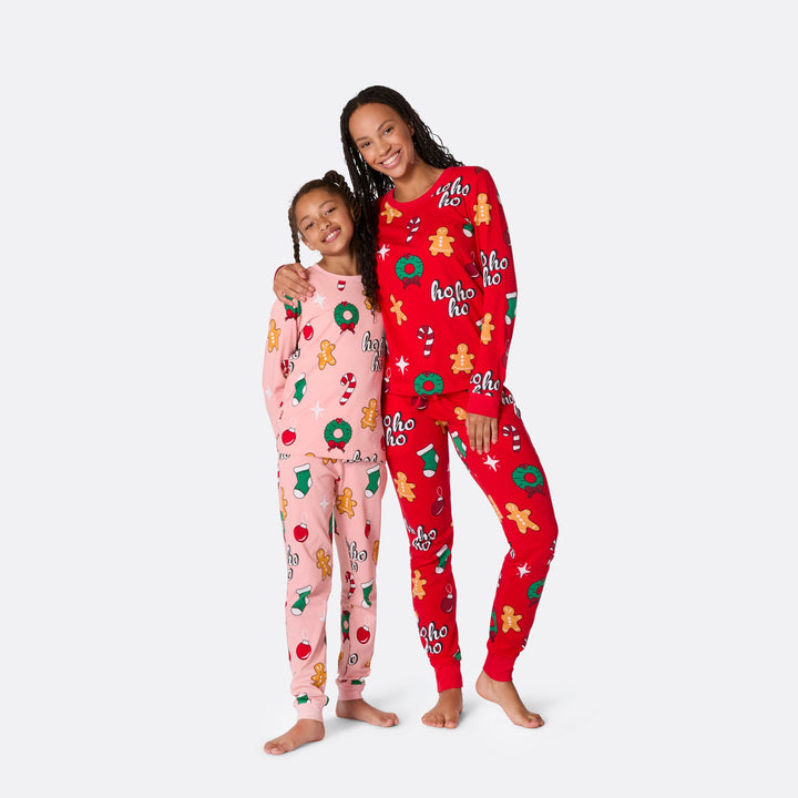 Roze Hohoho Kerstypyjama voor Kinderen