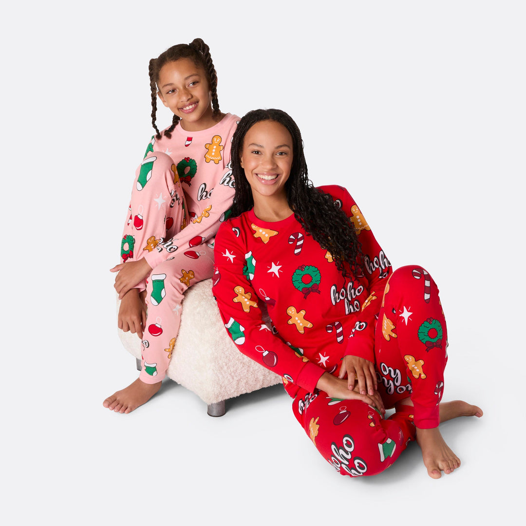 Roze Hohoho Kerstypyjama voor Kinderen