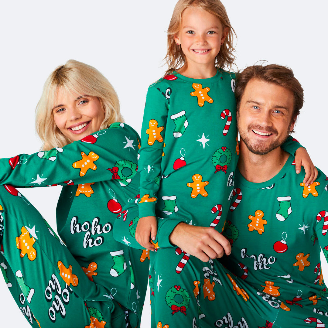 Groene Hohoho Kerstpyjama's Gezin