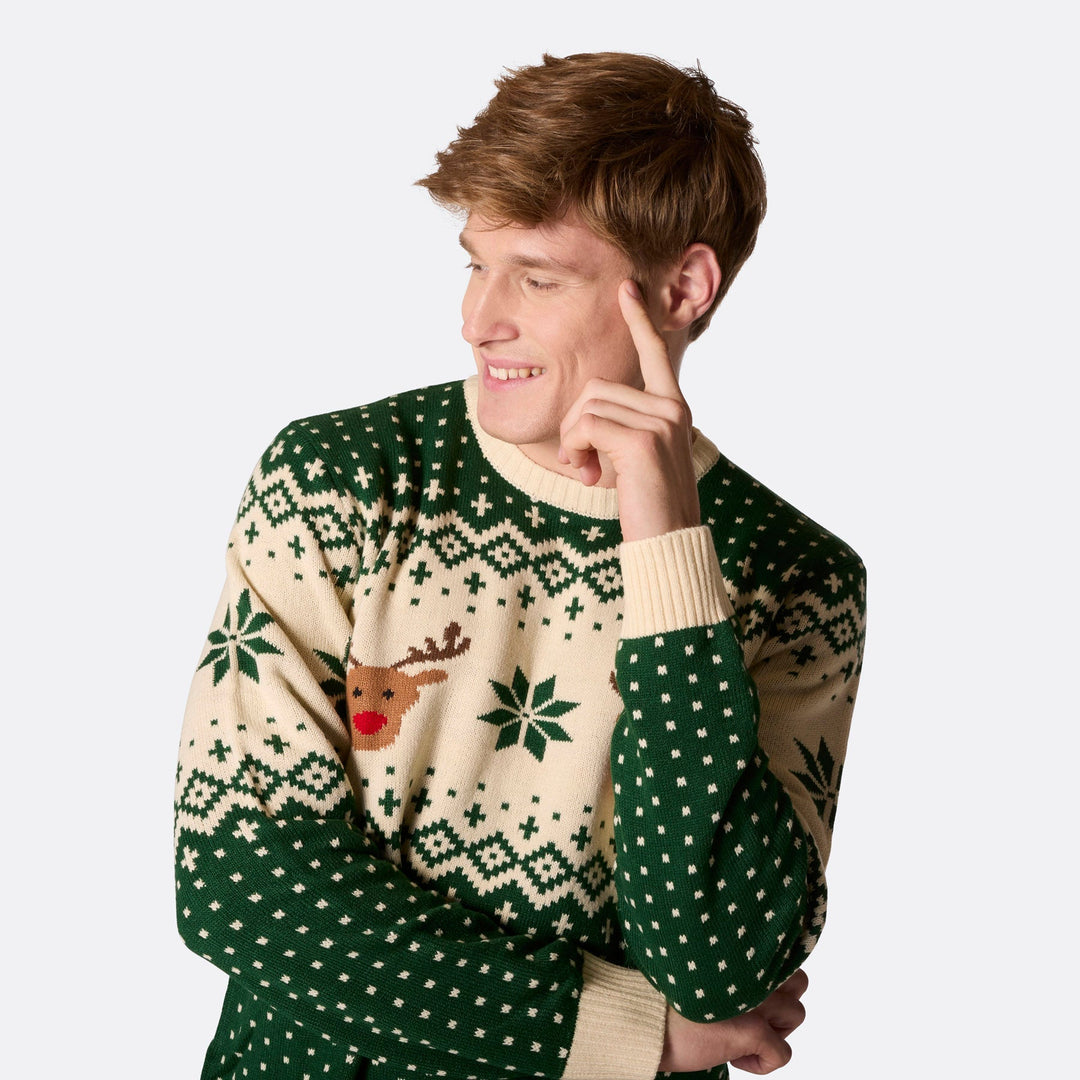 Groene Retro Rendier Kersttrui's Gezin