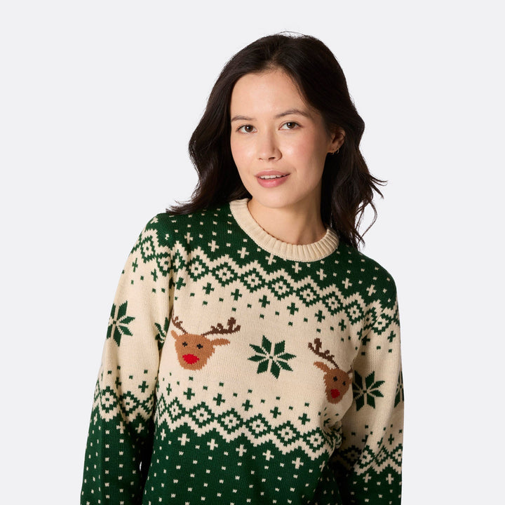 Groene Retro Rendier Kersttrui&