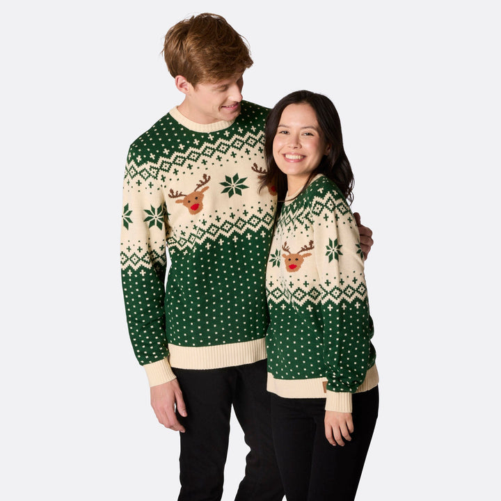 Groene Retro Rendier Kersttrui&
