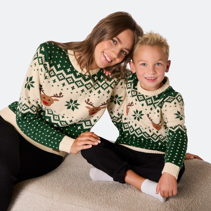 Groene Retro Rendier Kersttrui&