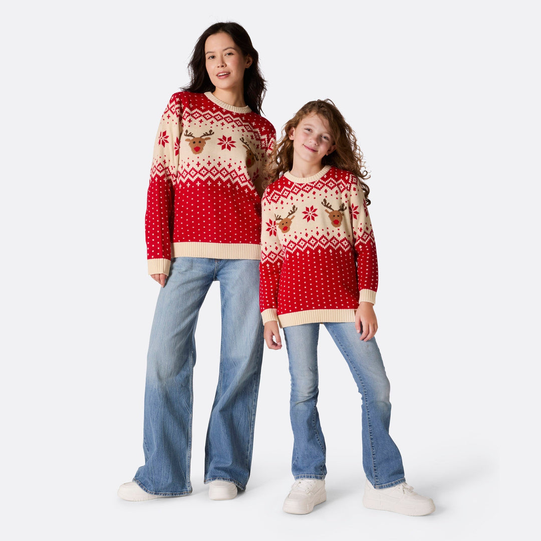 Rode Retro Rendier Kersttrui's Gezin
