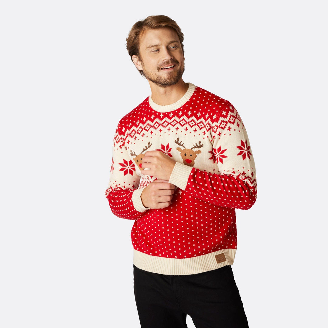 Rode Retro Rendier Kersttrui's Gezin