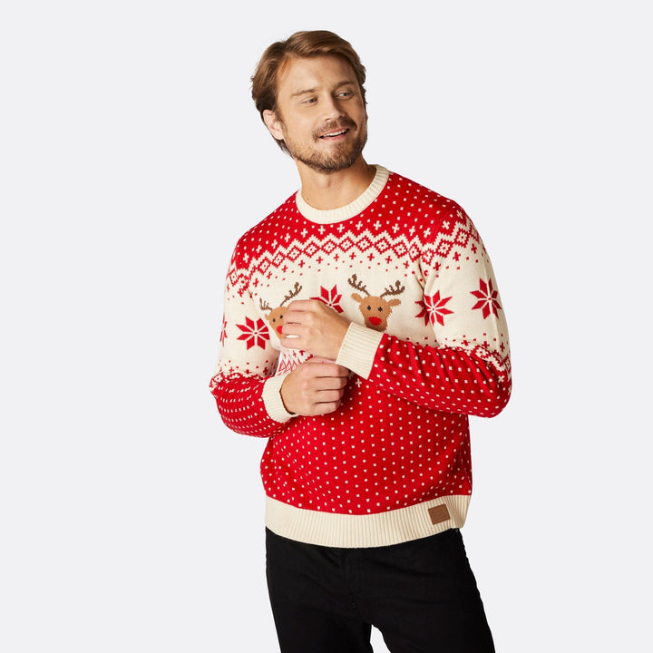 Rode Retro Rendier Kersttrui&