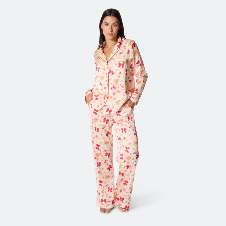 Peperkoek Satijnen Kerstpyjama Dames
