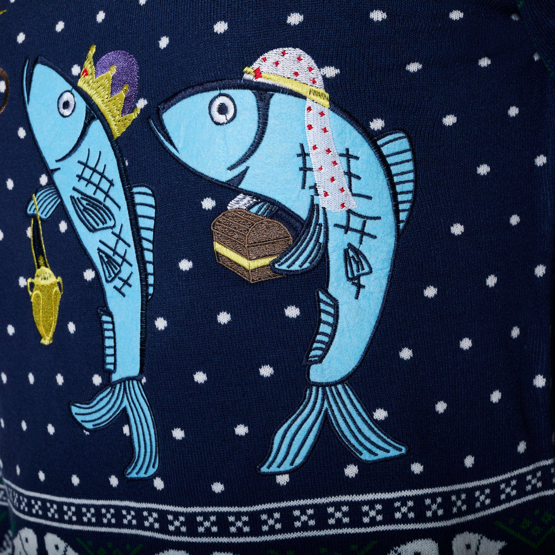 Three Wise Fish Kersttrui Dames
