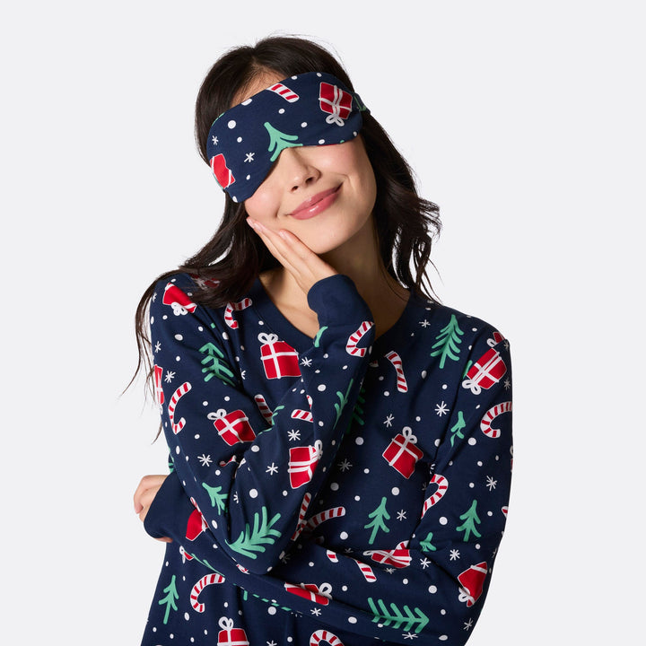 Kerstpatroon Slaapmasker Blauw