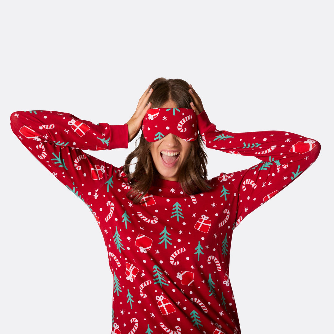 Kerstpatroon Slaapmasker Rood