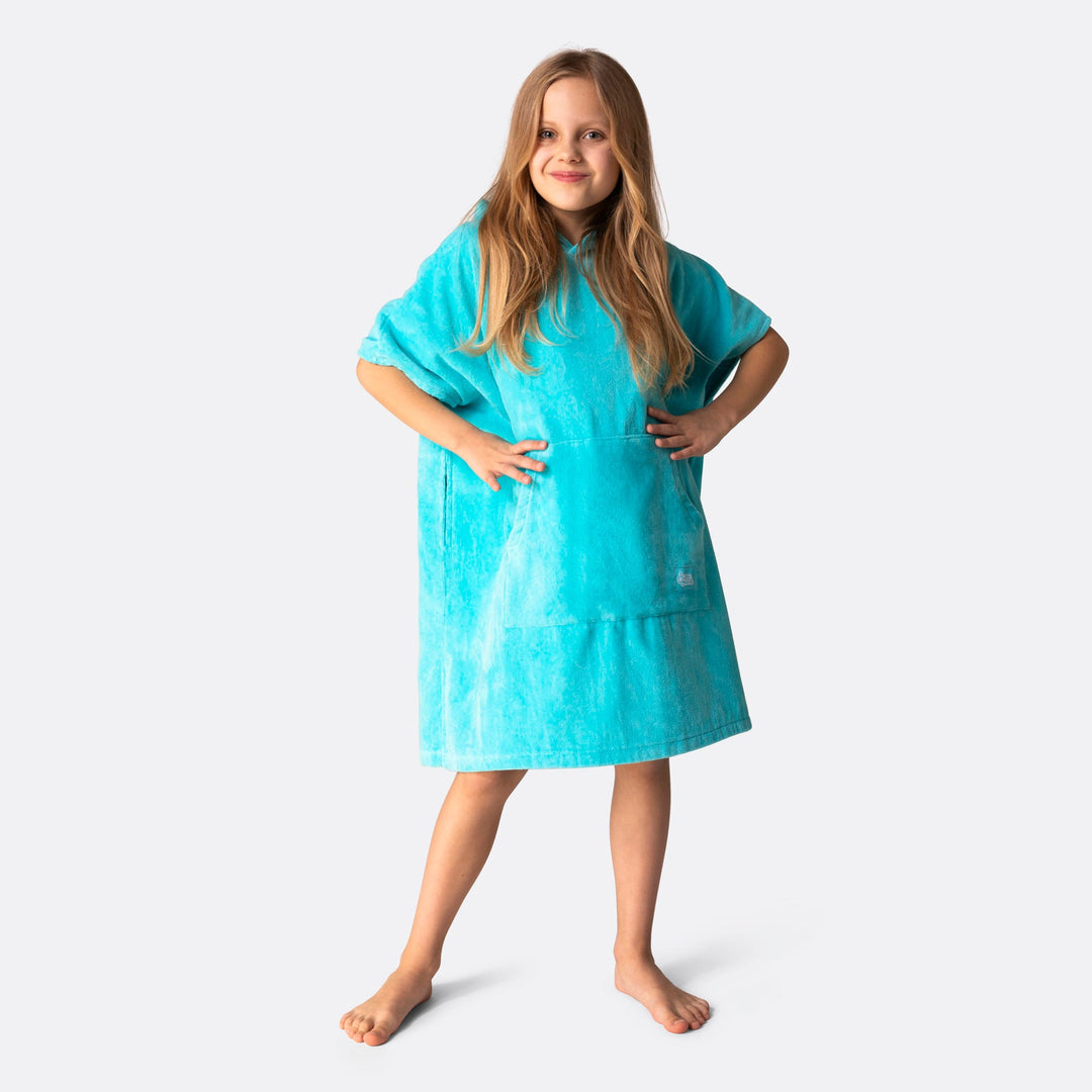 Koraalblauw Surf Poncho Voor Kinderen