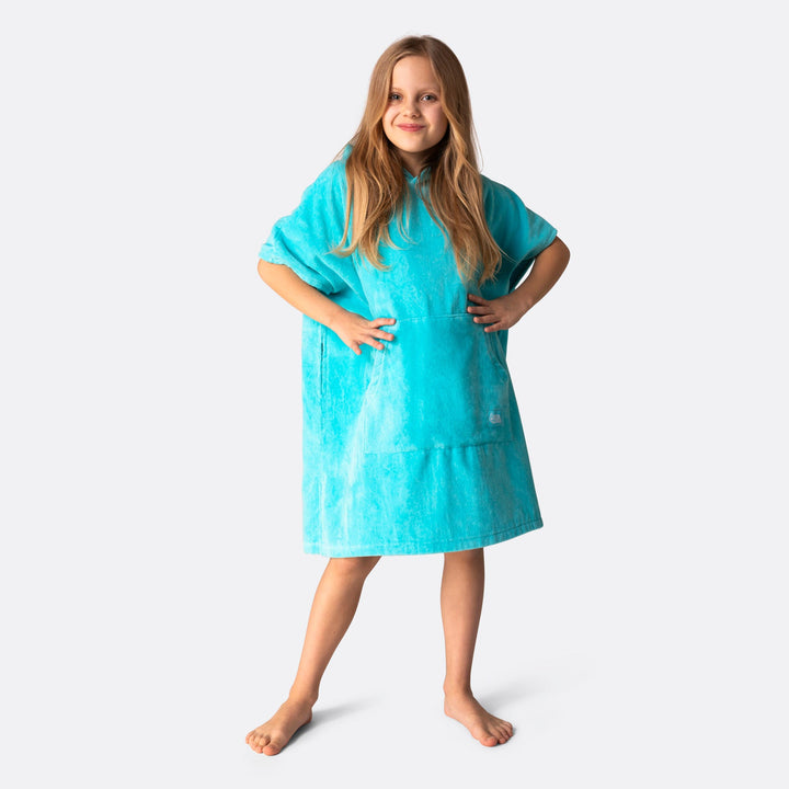 Koraalblauw Surf Poncho Voor Kinderen