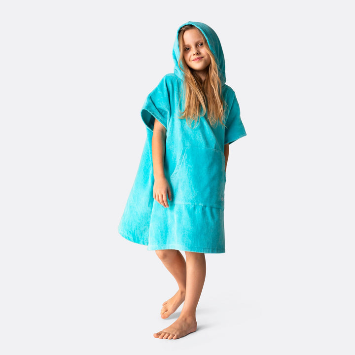 Koraalblauw Surf Poncho Voor Kinderen