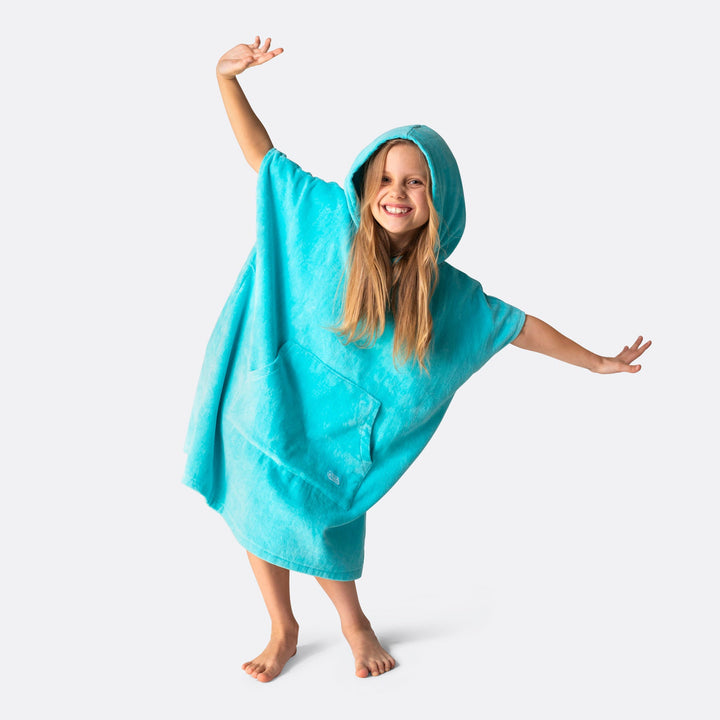 Koraalblauw Surf Poncho Voor Kinderen