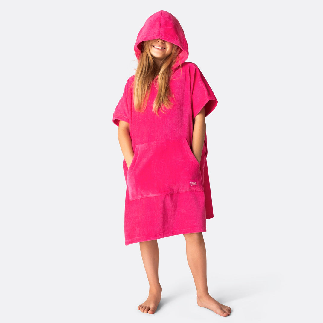 Hot Pink Surf Poncho Voor Kinderen