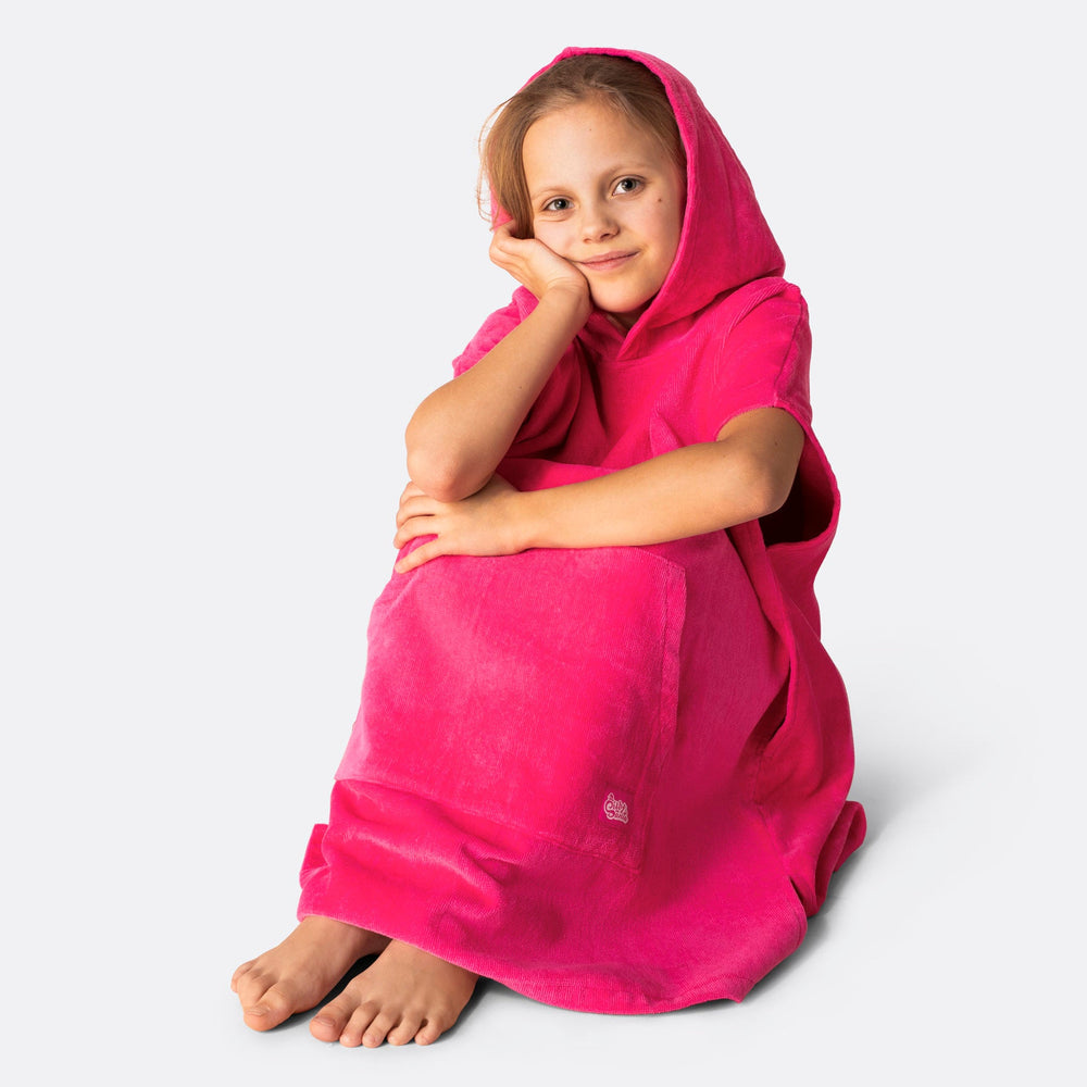 Hot Pink Surf Poncho Voor Kinderen