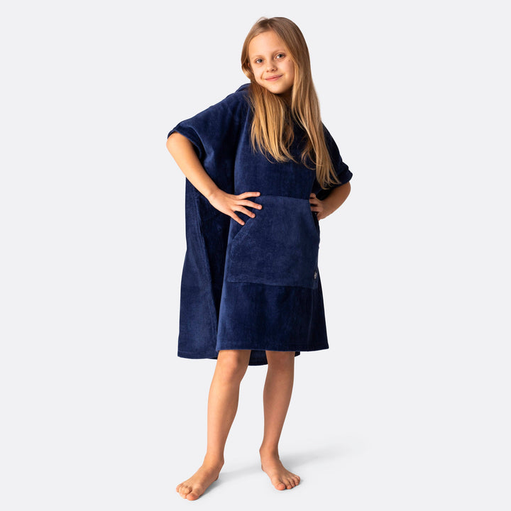 Navy Blauw Surf Poncho Voor Kinderen