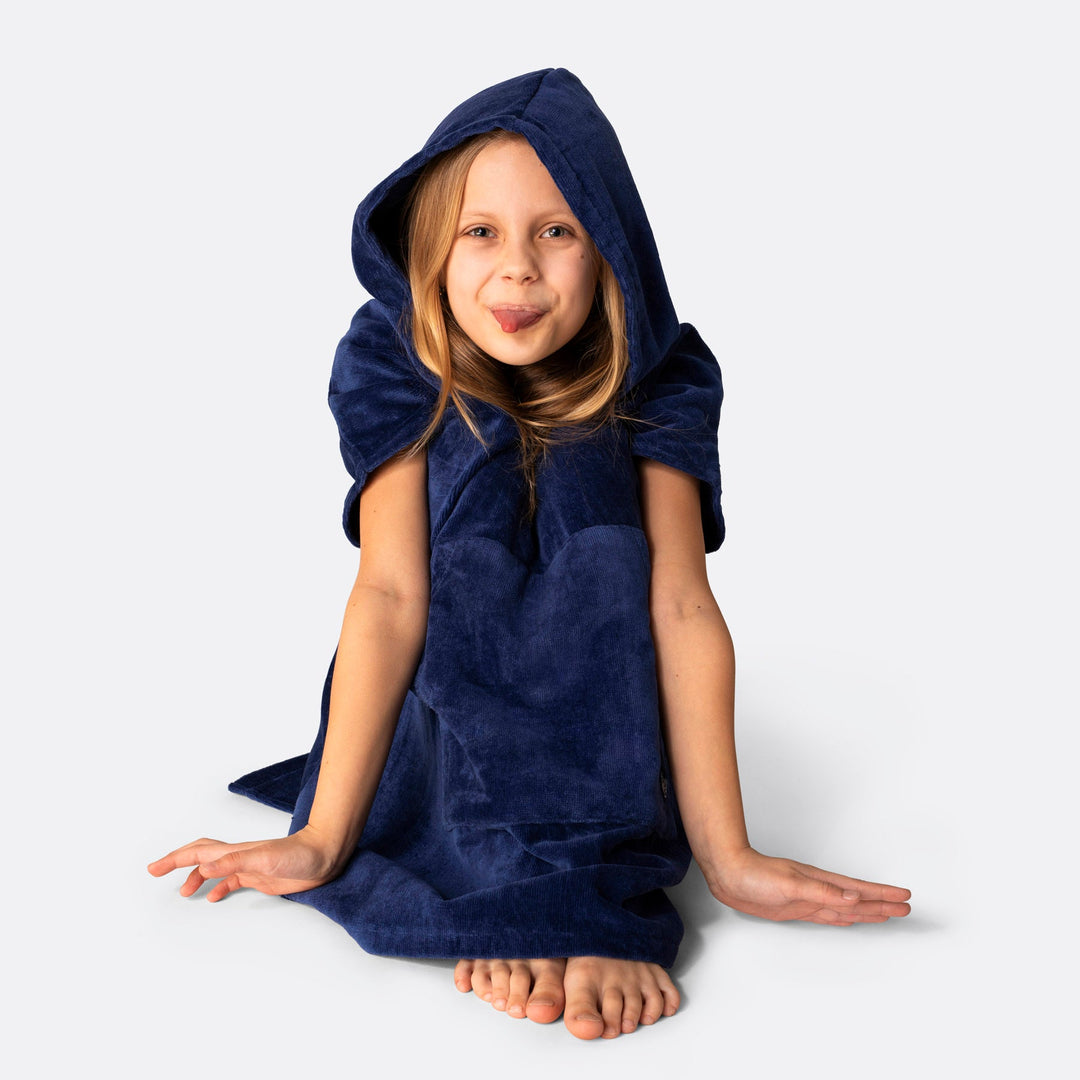 Navy Blauw Surf Poncho Voor Kinderen