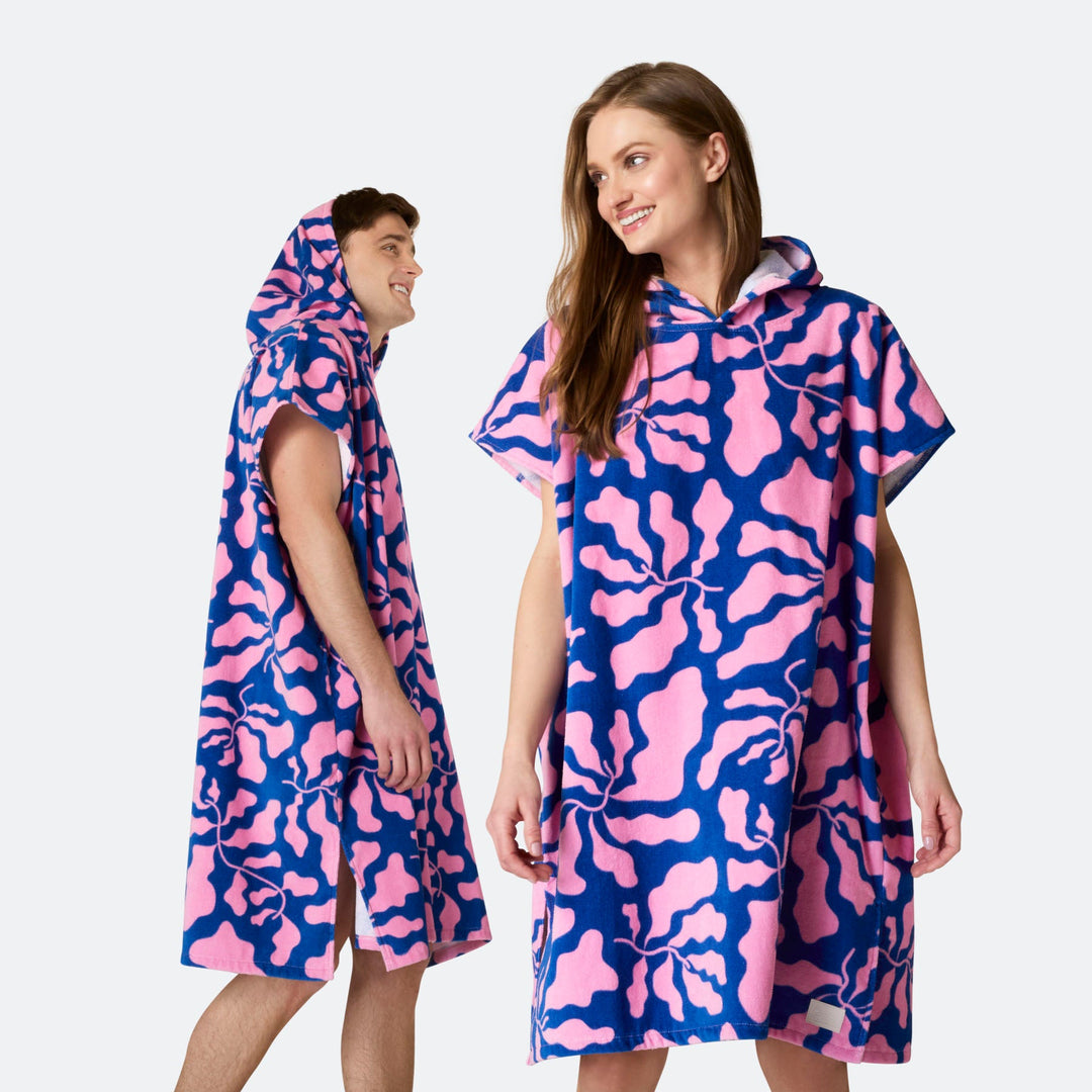 Blauw Patroon Surf Poncho