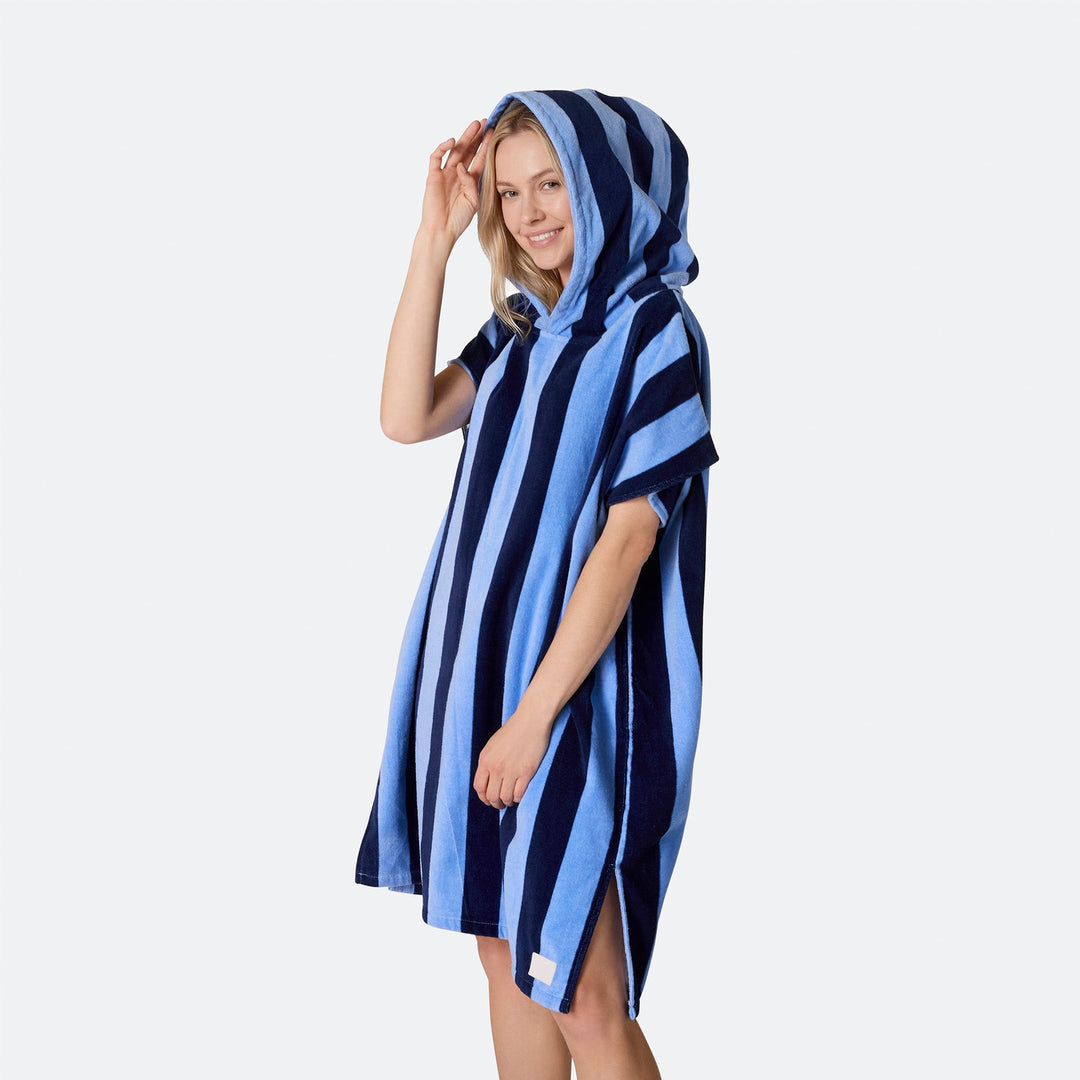 Blauw Gestreept Surf Poncho